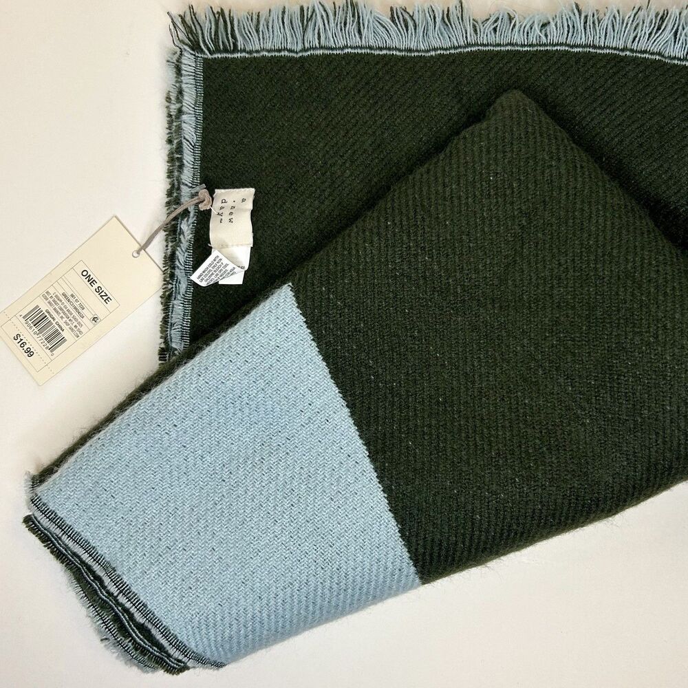A New Day Brand by Target, Women's Oblong Block Scarf/Drape, Blue/Green One Size